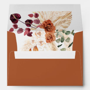 Terracotta Pampas Boho Enveloppe Burnt Orange