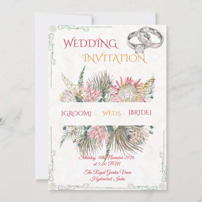 Terracotta Pampas Grass Bohemian Invite (Front)