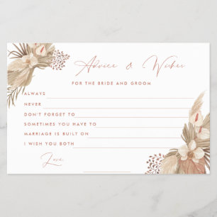 Terracotta Pampas Grass bride andgroom advice card