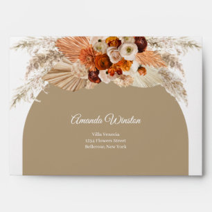 Terracotta pampas grass burnt orange boho arch envelope