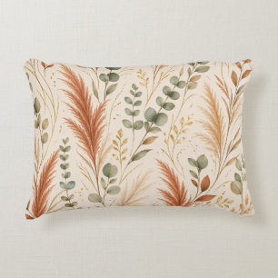 Terracotta Pampas Grass Eucalyptus Neutral Boho Accent Pillow