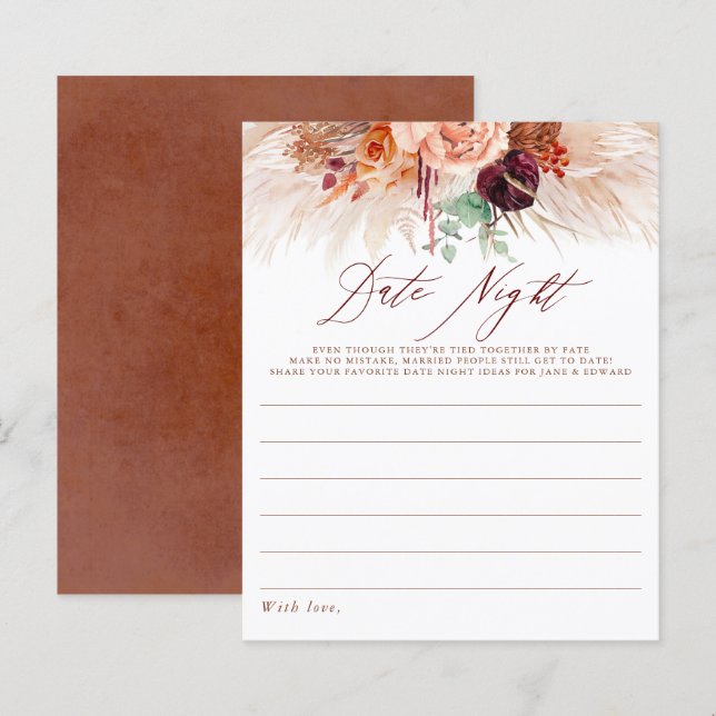 Terracotta Pampas Grass Floral Date Night Ideas (Front/Back)