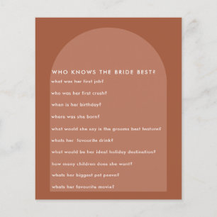 Terracotta pampas grass modern bridal shower game