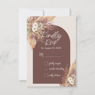 Terracotta Pampas Grass RSVP Card Rustic Boho