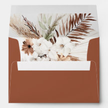 Terracotta Pampas Grass Rust Boho Envelope 