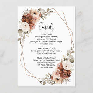 Terracotta Pampas Grass Rustic Geometric  Details Enclosure Card