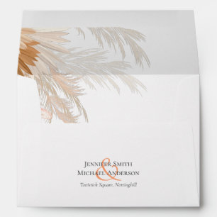 Terracotta Pampas Grass Tropical Wedding Envelope