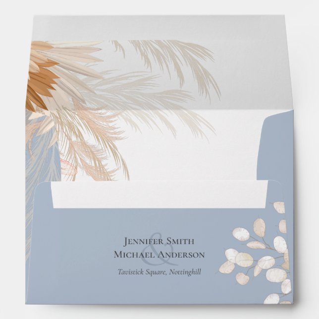 Terracotta Pampas Grass Tropical Wedding Envelope (Back (Bottom))