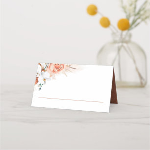 Terracotta Pampas Grass Wedding Place Card