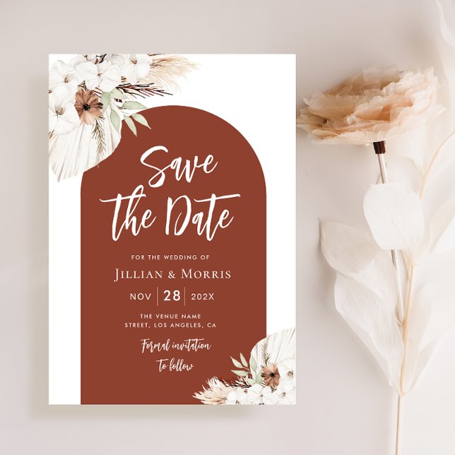 terracotta pampas save the date invitation (Creator Uploaded)