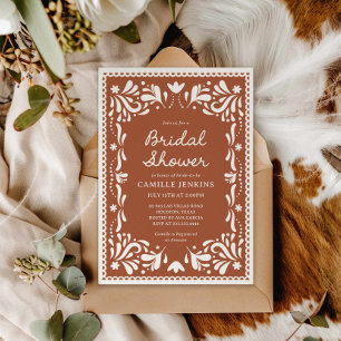 Terracotta Papel Picado Bridal Shower Invitation