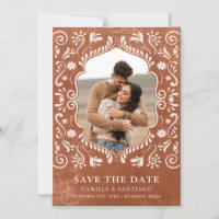 Terracotta Papel Picado Photo Save the Date