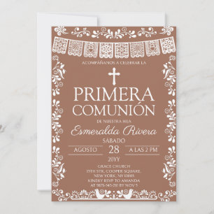 Terracotta Papel Picado Primera Comunión Invitation