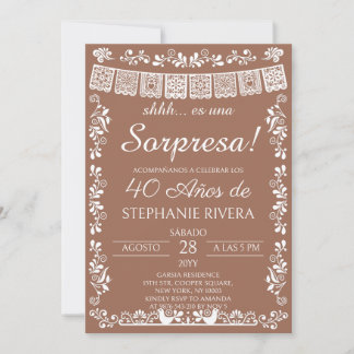 Terracotta Papel Picado Surprise 40th Birthday Invitation