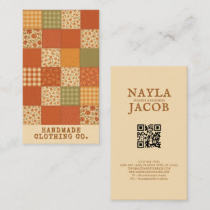 Terracotta Patchwork Quilt Rustic Farmhouse Floral Business Card