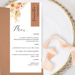 Terracotta Peach Blush Personalize with Guest Name Menu<br><div class="desc">Why spend in place cards and menu cards when you can have an elegant All-in-one elegant Menu personalized with each guest name! Contemporary, simple and elegant design with exquisite watercolor floral detail in a beautiful blend of peach, orange, blush, dusty coral, cream and champagne hues. Modern hand written calligraphy elements....</div>