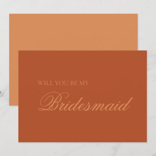 Terracotta & Peach Boho Modern Bridesmaid Proposal Card