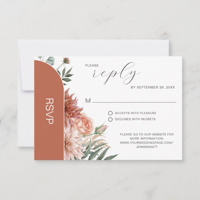 Terracotta & Peach Floral Autumn Wedding Invitation (Front)