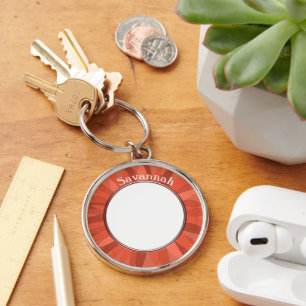 Terracotta & Peach Gerber Daisy Baby Photo  Keychain