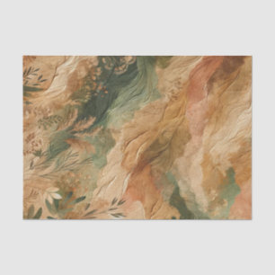 Terracotta Peach Pressed Flowers Boho Tissue Paper