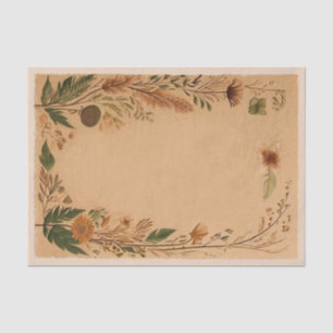 Terracotta Peach Pressed Flowers Boho Tissue Paper