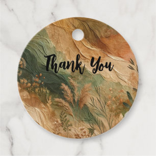 Terracotta Peach Pressed Flowers Boho Wedding Favour Tags