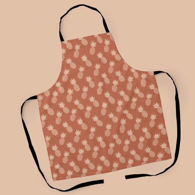 Terracotta & Peach Tropical Pineapple Pattern Apron (Terracotta Pineapple Pattern Apron )