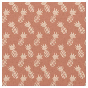 Terracotta & Peach Tropical Pineapple Pattern Fabric