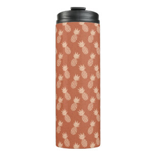 Terracotta & Peach Tropical Pineapple Pattern Thermal Tumbler
