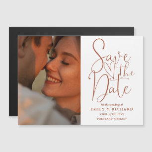 Terracotta Photo Elegant Wedding Save The Date Magnetic Invitation