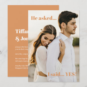 Terracotta Photo I Said Yes Engagement Party Invitation