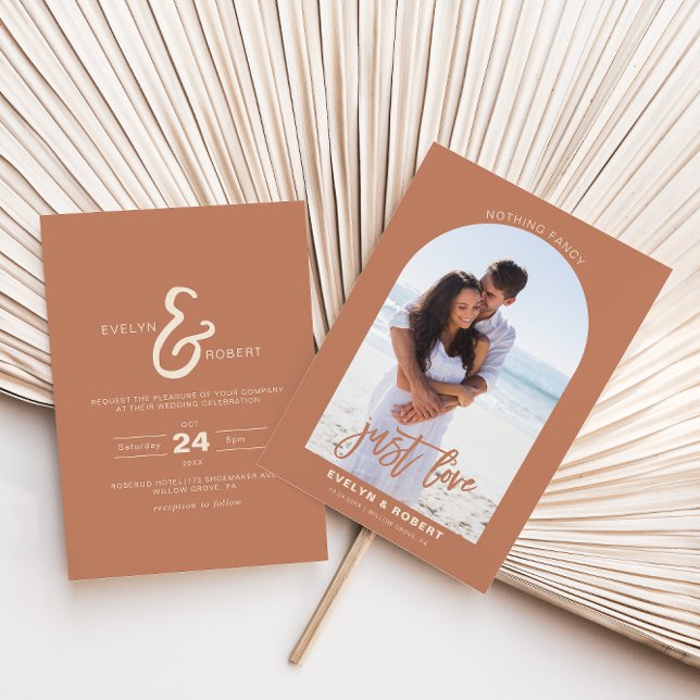 Terracotta Photo Nothing Fancy Just Love Wedding  Invitation (Creator Uploaded)