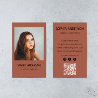 Terracotta Photo Photographer with QR Code Business Card