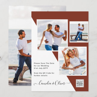 Terracotta PHOTO QR CODE Wedding Invite Save Date