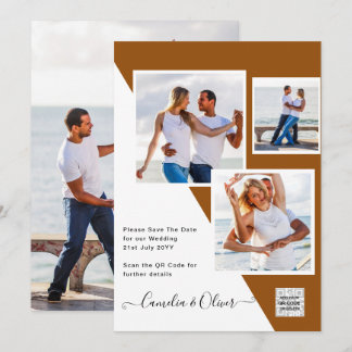 Terracotta PHOTO QR CODE Wedding Invite Save Date