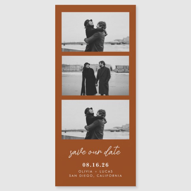 Terracotta Photo Strip Magnetic Wedding (Front)