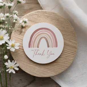 Terracotta Pink Boho Rainbow Baby Shower  Classic Round Sticker