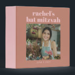 Terracotta Pink Bold Photo Bat Mitzvah Keepsake Binder<br><div class="desc">This bat mitzvah photo binder features the celebrant's name and "bat mitzvah" in bold pink type at the top, a large photo in the centre, and the date below, all on a warm terracotta background. It's a beautiful way to organize and keep printed photos from the celebration. Add her name,...</div>