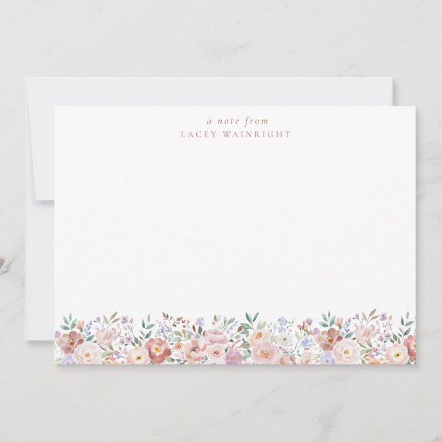 Terracotta & Pink Floral Personalized Stationery Card (Front)