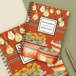 Terracotta Plant Pots and Garden String Lights Notebook