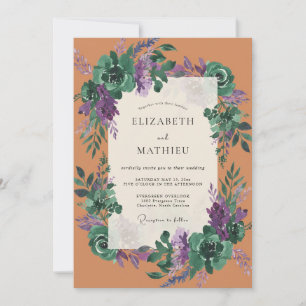 Terracotta Plum Foliage Eucalyptus Wedding Invitation