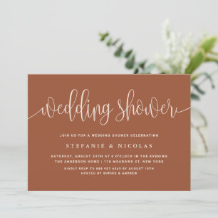 Terracotta Pretty Calligraphy Wedding Shower Invitation