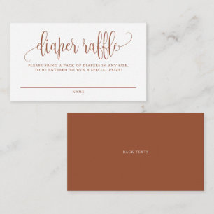 Terracotta Pretty Script Baby Shower Diaper Raffle Enclosure Card