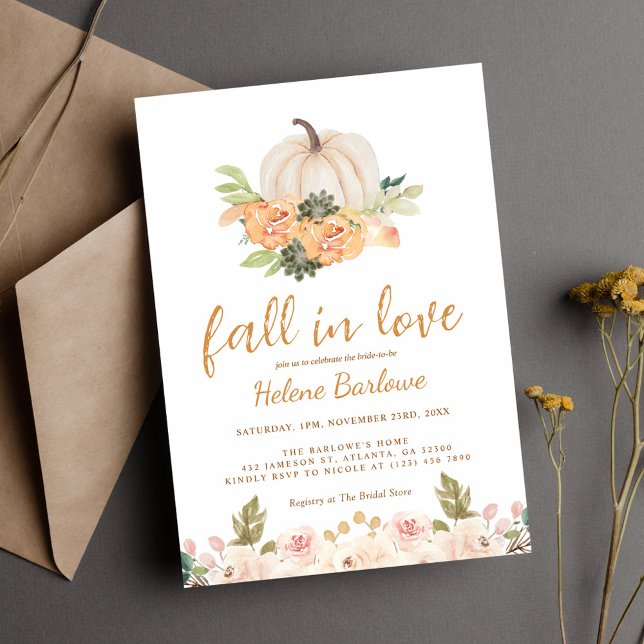 Terracotta Pumpkin Floral Fall Bridal Shower Invitation (Terracotta Pumpkin Floral Fall Bridal Shower Invitation)