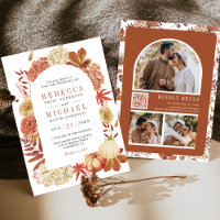 Terracotta Pumpkin Floral QR Code Wedding
