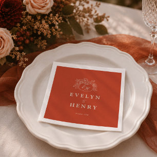 Terracotta Pumpkin Monogram Wedding Napkins