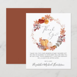 Terracotta Pumpkin Watercolor Baby Thank You Card