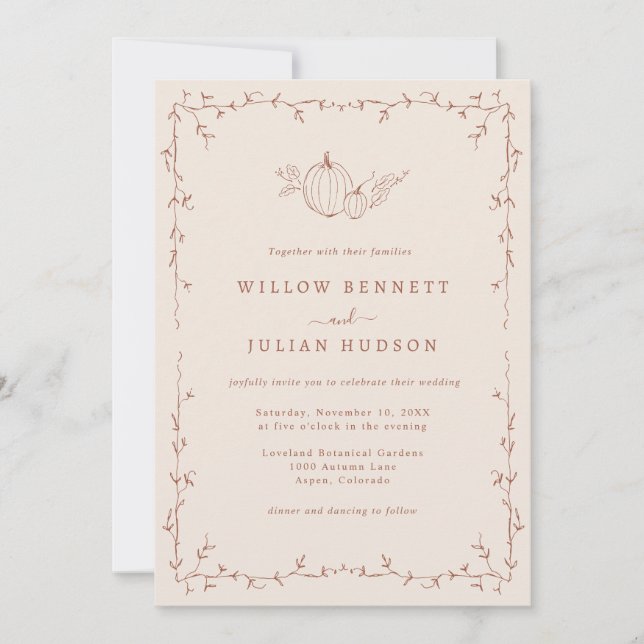Terracotta Pumpkin Wedding Invitation (Front)