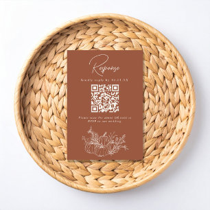 Terracotta Pumpkin Wedding RSVP QR Code Card