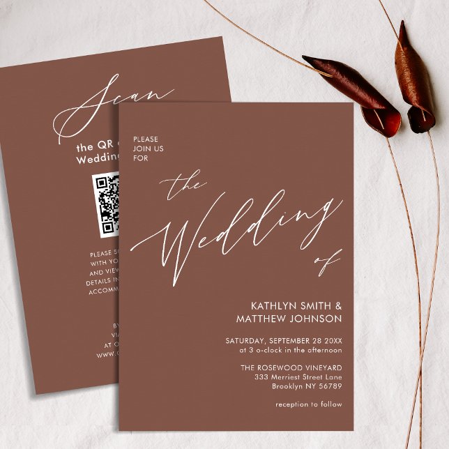 Terracotta QR Code All In One Elegant Wedding Invitation (Creator Uploaded)